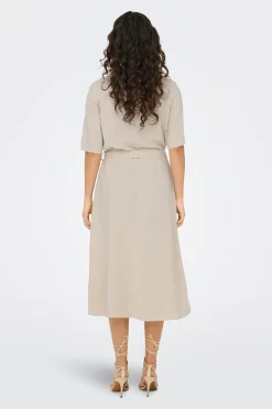 JDY Vestido midi lino^Mujer Vestidos Y Monos