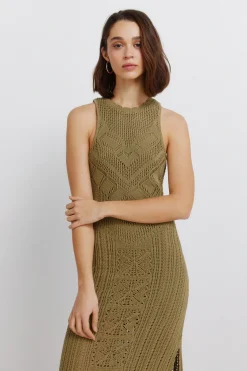 Springfield Vestido midi pointelle^Mujer Vestidos Y Monos