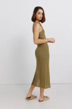 Springfield Vestido midi pointelle^Mujer Vestidos Y Monos