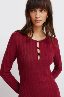 Springfield Vestido midi punto rojo^Mujer Vestidos Y Monos