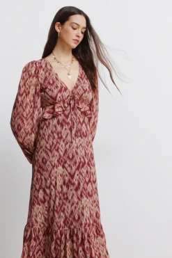 Springfield Vestido midi volante cintura^Mujer Vestidos Y Monos