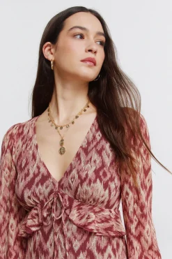 Springfield Vestido midi volante cintura^Mujer Vestidos Y Monos