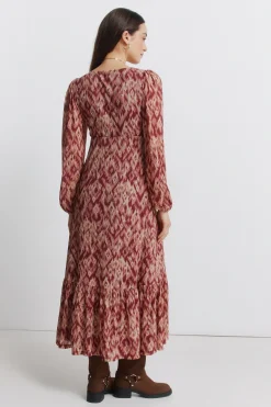 Springfield Vestido midi volante cintura^Mujer Vestidos Y Monos