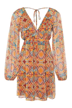 Trendyol Vestido mini flu&iacute;do cuello pico^Mujer Vestidos Y Monos