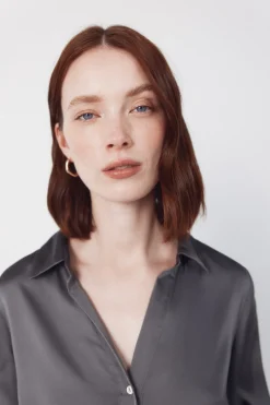 Cortefiel Vestido satinado camisero^Mujer Vestidos Y Monos