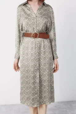 Cortefiel Vestido satinado camisero^Mujer Vestidos Y Monos