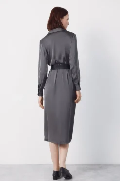 Cortefiel Vestido satinado camisero^Mujer Vestidos Y Monos