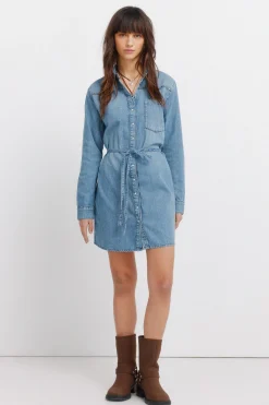 Springfield Vestido vaquero corto cintur&oacute;n^Mujer Vestidos Y Monos