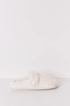 Women'secret Zapatillas casa mercedita pelo blancas^Mujer Zapatillas De Casa