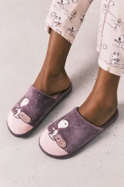 Women'secret Zapatillas casa Snoopy moradas^Mujer Zapatillas De Casa